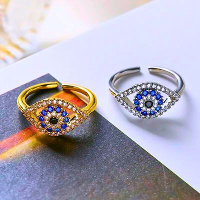 Anillo Bisutería CALENBI Ojo Turco Ajustable Chapa Oro 18k