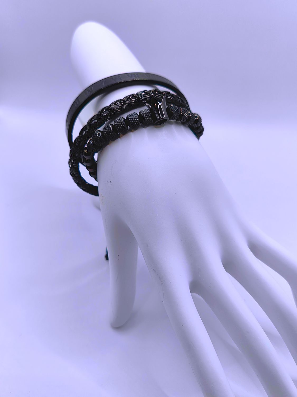 Pulsera Acero inoxidable Calenbi Negro Triple KH Unisex