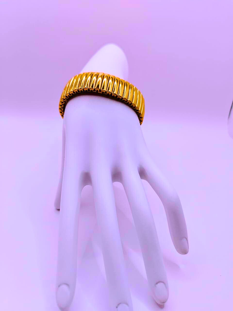 Pulsera Acero Inoxidable Calenbi Chapa Oro 10k Elástica