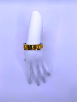Pulsera Acero Inoxidable Calenbi Hoja Curva Dorado/Plateado