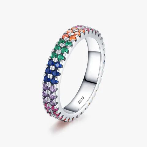 Anillo Plata De Ley 925 Calenbi Churumbela Circón Colores