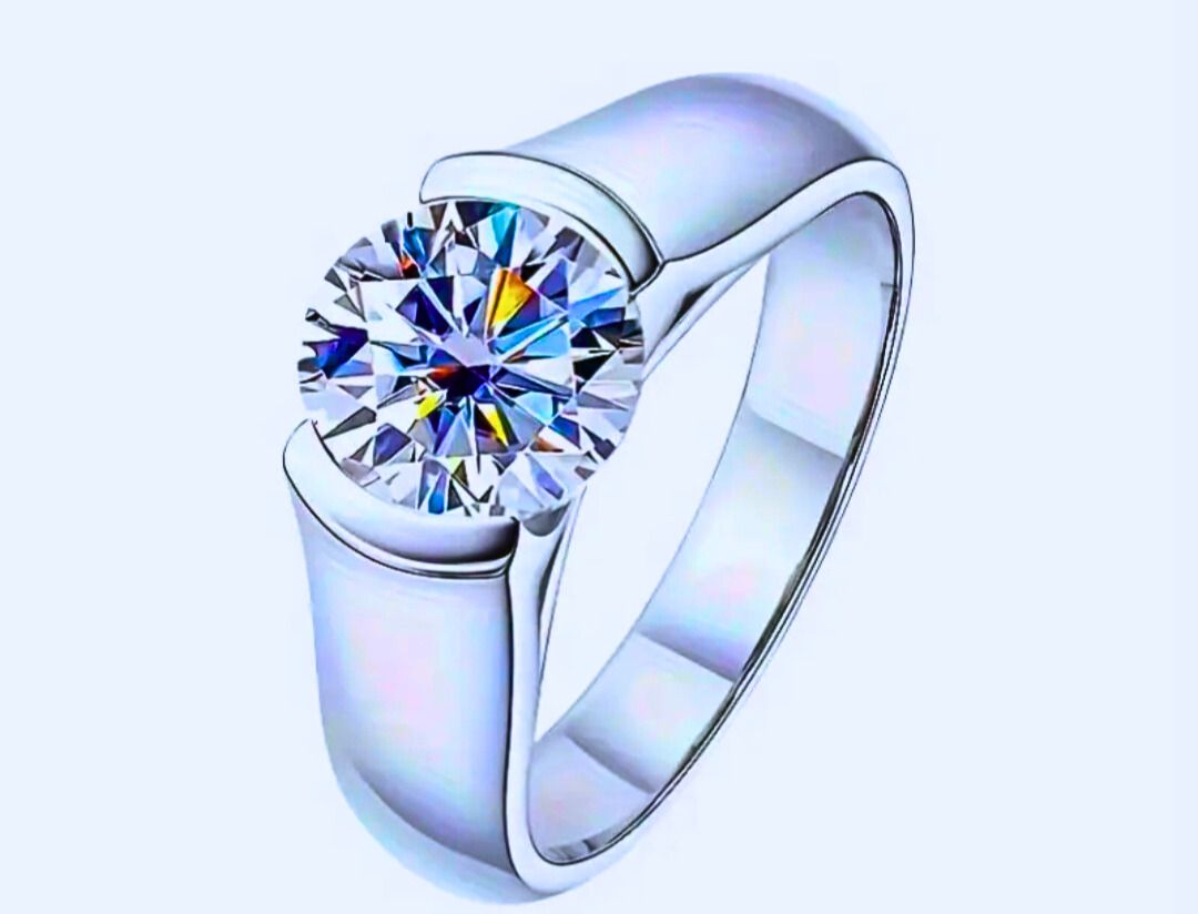 Anillo Plata Esterlina 925 Calenbi Formal Mossainita Chapa Platino