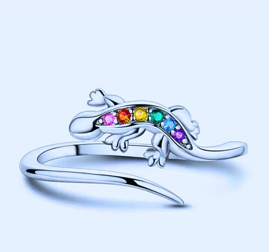 Anillo Plata Ley 925 Calenbi Lagartija Circonita Cubica Ajustable