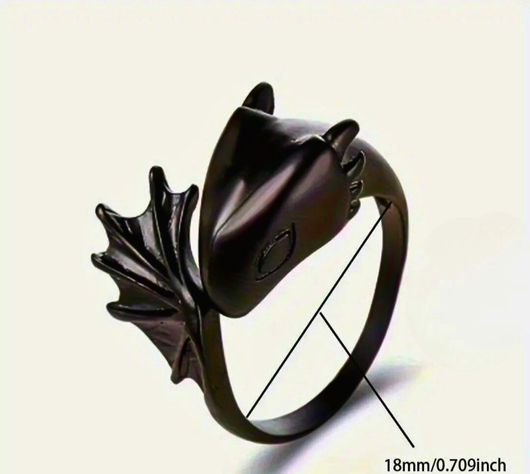 Anillo Aleación Calenbi Dragon Negro Ajustable