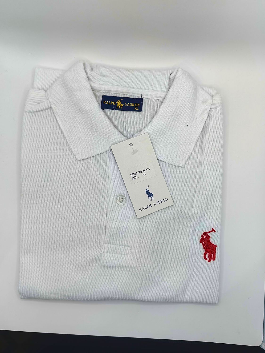 Playera Polo Caballero &quot;EGRD&quot; Ralhp Lauren&quot; Blanco Simbolo Rojo