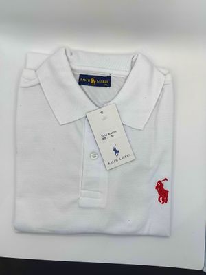 Playera Polo Caballero &quot;EGRD&quot; Ralhp Lauren&quot; Blanco Simbolo Rojo