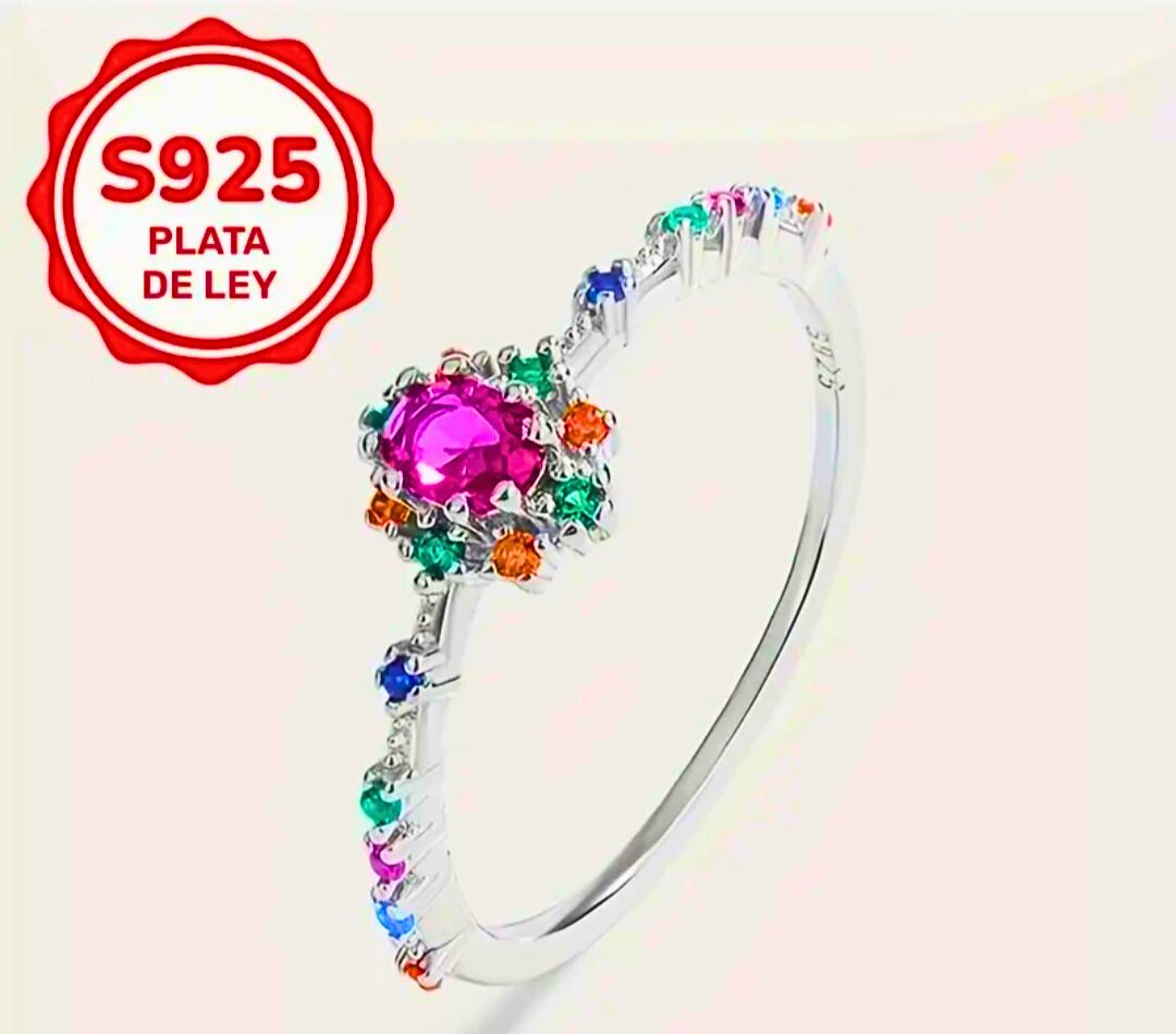 Anillo Plata Ley 925 Calenbi Real Purpura Circonita