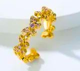 Anillo Cobre Calenbi Mariposa Circón Chapa Oro 10k Ajustable