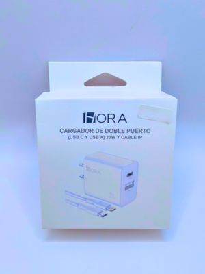 Cargador De Doble Puerto (USB C y USB A) 20w y cable IP