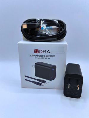 Cargador PD 30W MAX Y CABLE TIPO C 3A