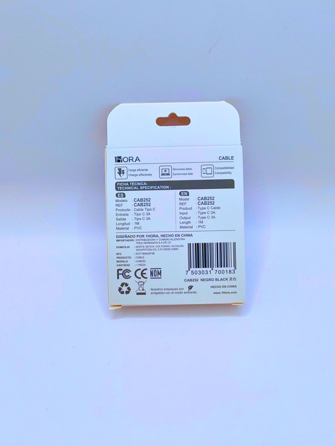 1M CABLE TIPO C A TIPO C 3A DE CARGA Y DATOS