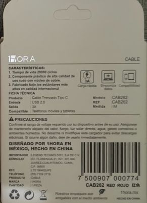 CABLE TIPO C 3A 1M ROJO