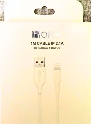 1M CABLE IP 2.1A DE CARGA Y DATOS BLANCOS