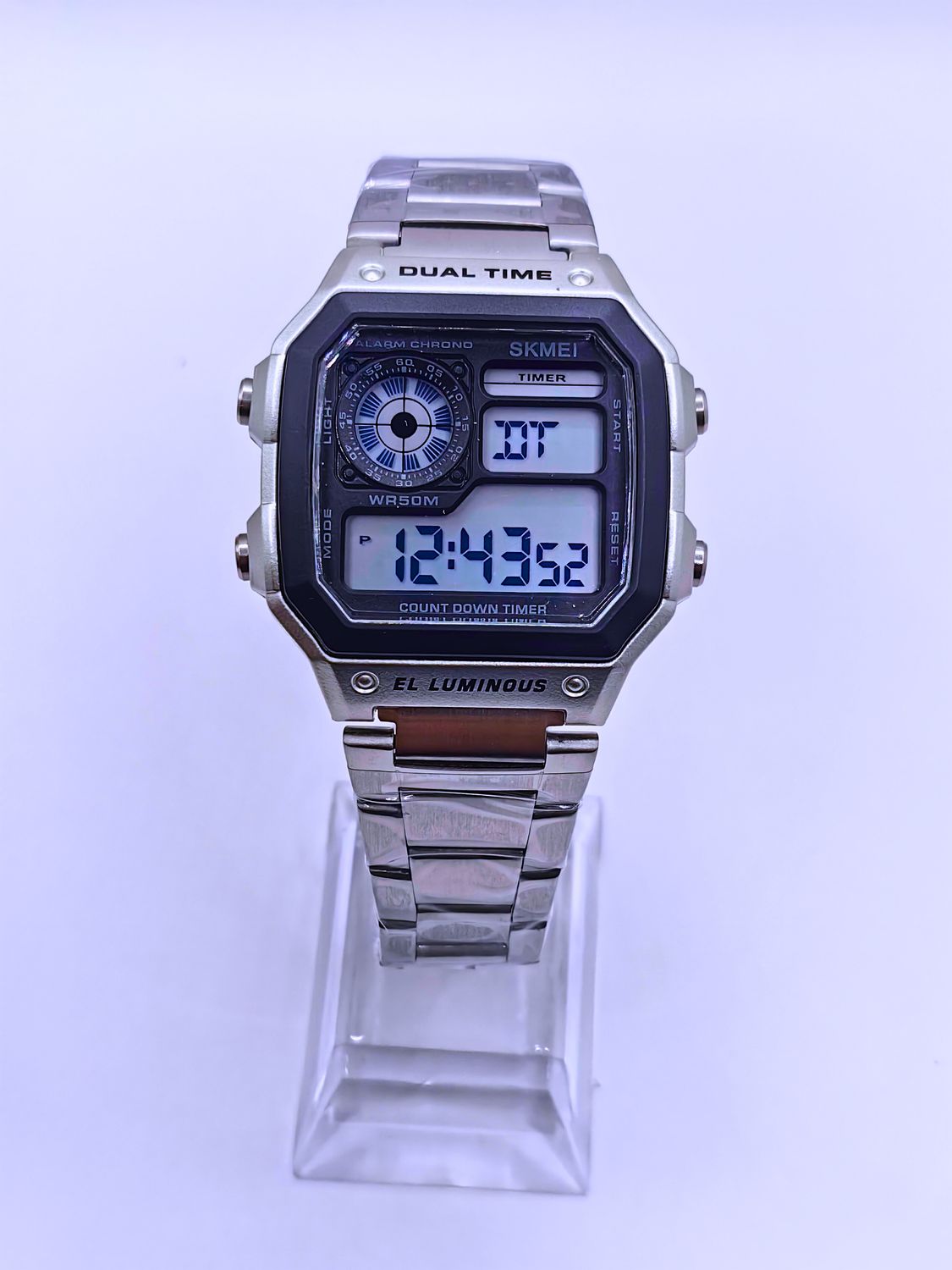 Reloj Digital Acero Inoxidable Estilo Casio Grande Acero