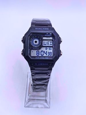 Reloj Digital Acero Inoxidable Estilo Casio Grande Negro