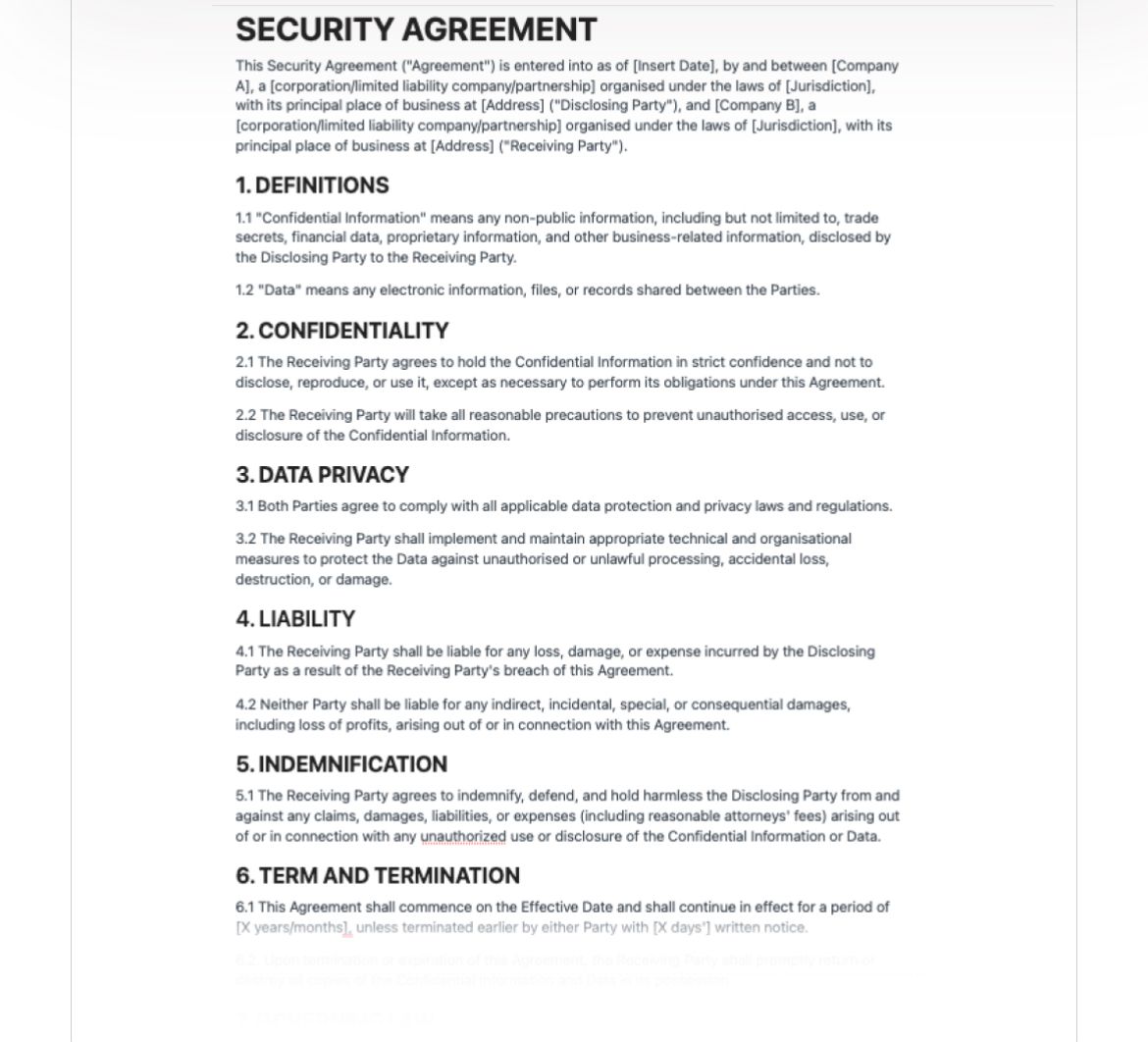 BLUEPRINT DOC SECURITY AGREEMENT