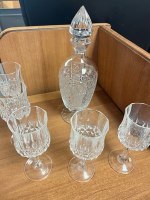 Vintage Crystal D&#39;Arques Longchamp Wine Glasses, Set of 5