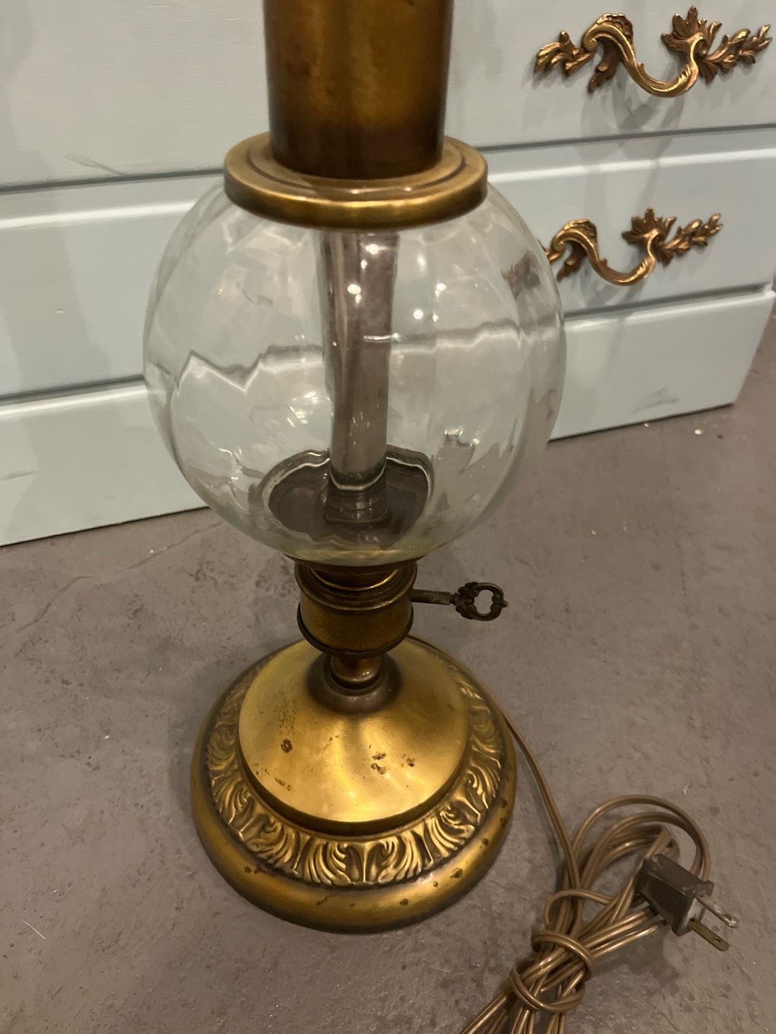 Antique Brass &amp; Glass Lamps