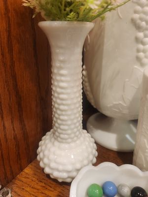 Vintage Milk Glass Pitcher &amp; Cups Set