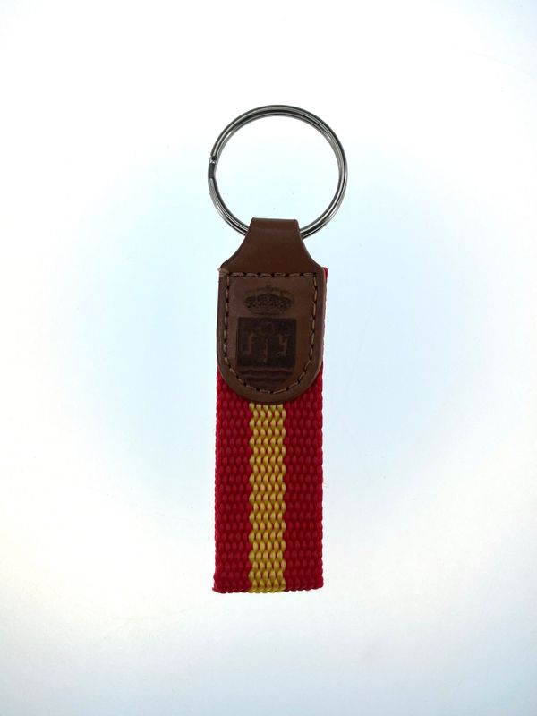 Llavero Bandera de España con Detalle en Cuero