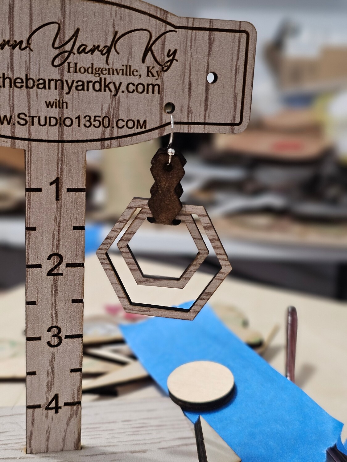 DIGITAL FILE Hexagon Earring and leather Hanger EPS SVG DXF