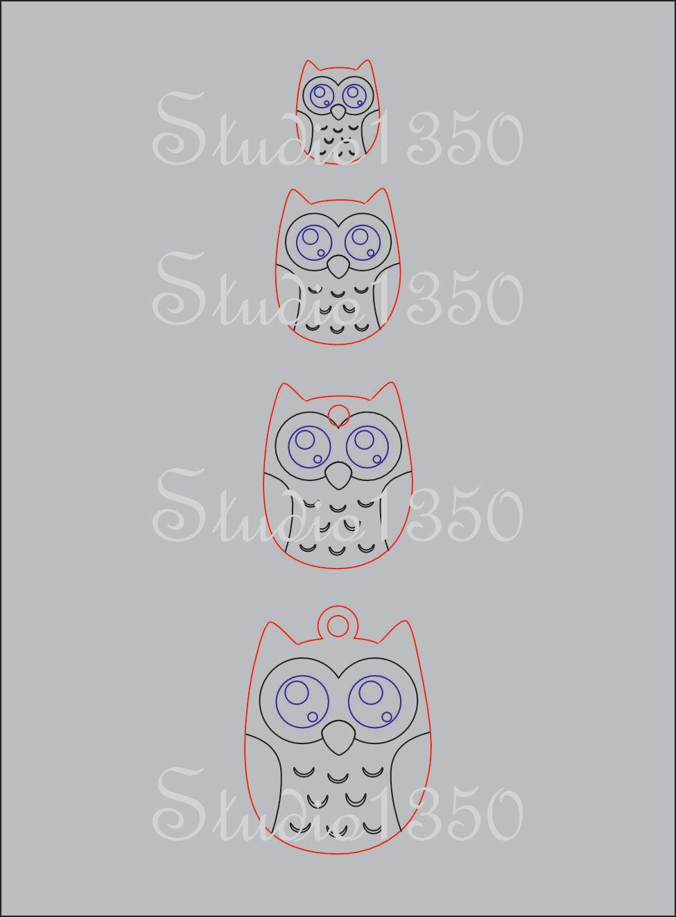 DIGITAL FILE 4 Sizes Owl earrings SVG DXF Digital Item Earrings