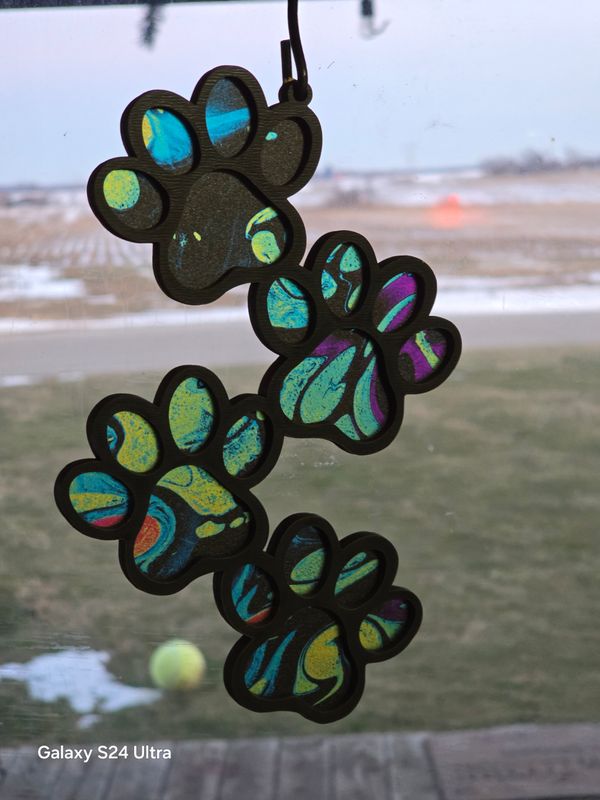 Paw Print Suncatcher SVG DXF PDF