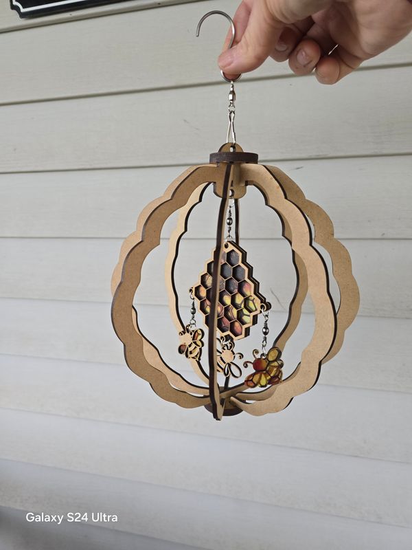 3D Honey Bee Hive Wind Spinner Files  SVG DXF PDF
