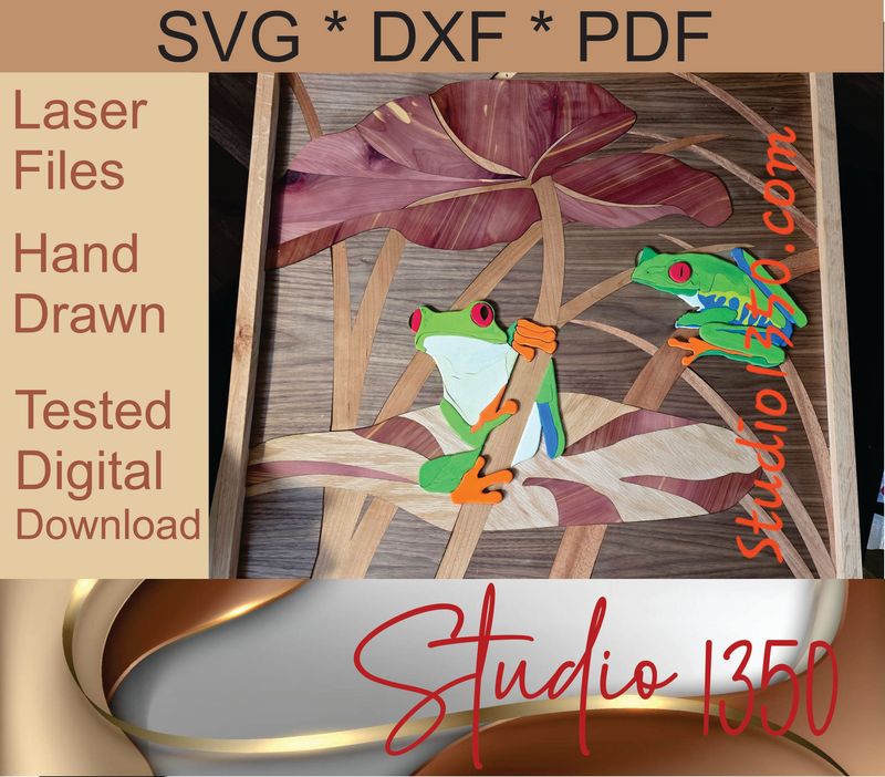 Laser Cut File Tree Frog WOW File Intarsia Parquetry Marquetry Laser Glowforge SVG DXF PDF