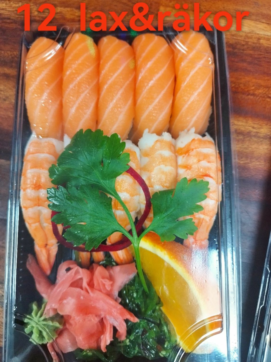 12. Lax, Räkor 10 bitar - Sushi Nigiri