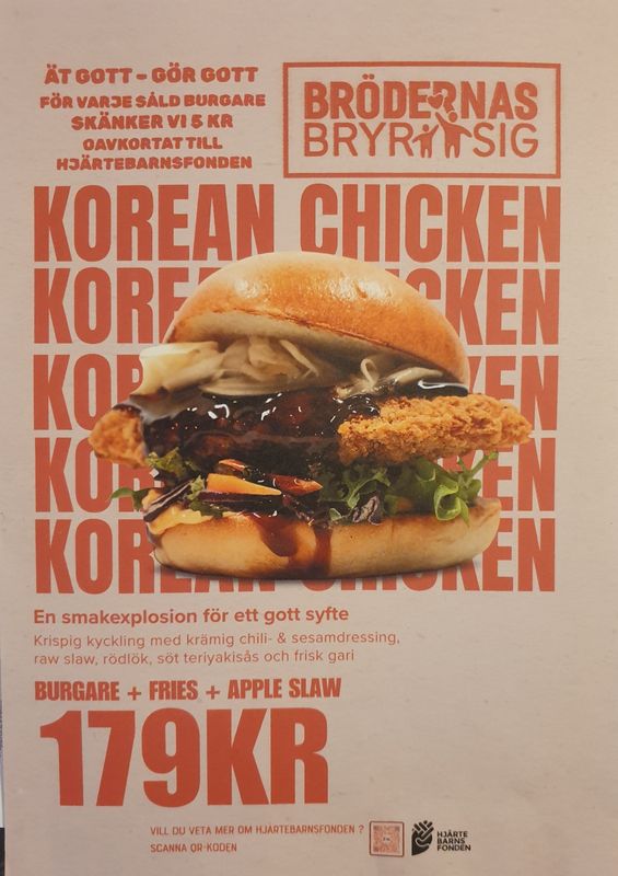 KOREAN CHICKEN - Bryr Sig -Burgare (Burgare + Fries + Apple Slaw