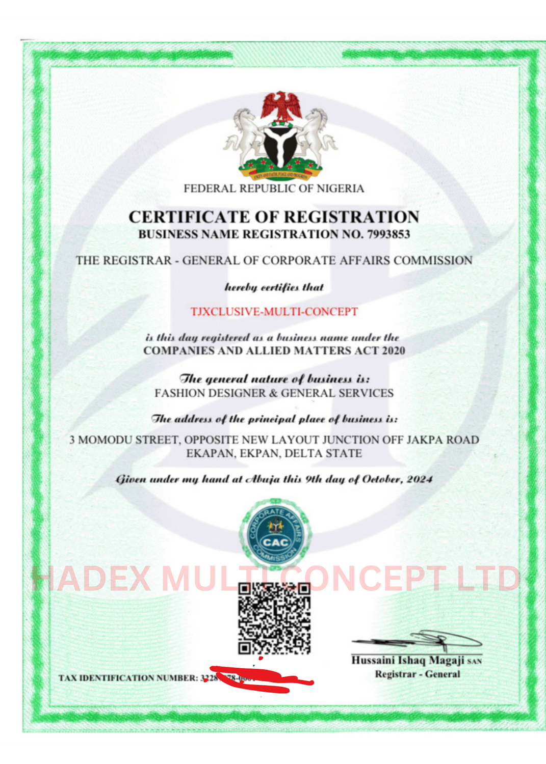 BUSINESS NAME REGISTRATION