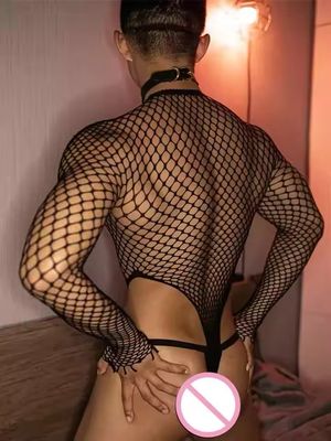 Black Mesh Men’s Bodysuit