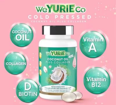 Korean Beauty WeYurieCo Coconut Oil Plus Collagen Cold pressed coconut oil mixed with collagen 40 Capsules