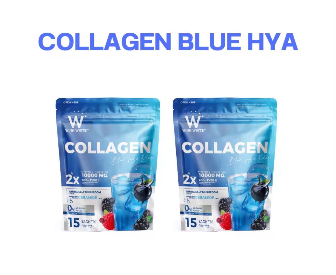 Collagen Blue Hyalauronic Acid Plus Collagen Type 1 &amp; 2, White Jelly Mushroom Extract, Rice Extract Contains Ceramide, Seven Types of Berries 180 GM