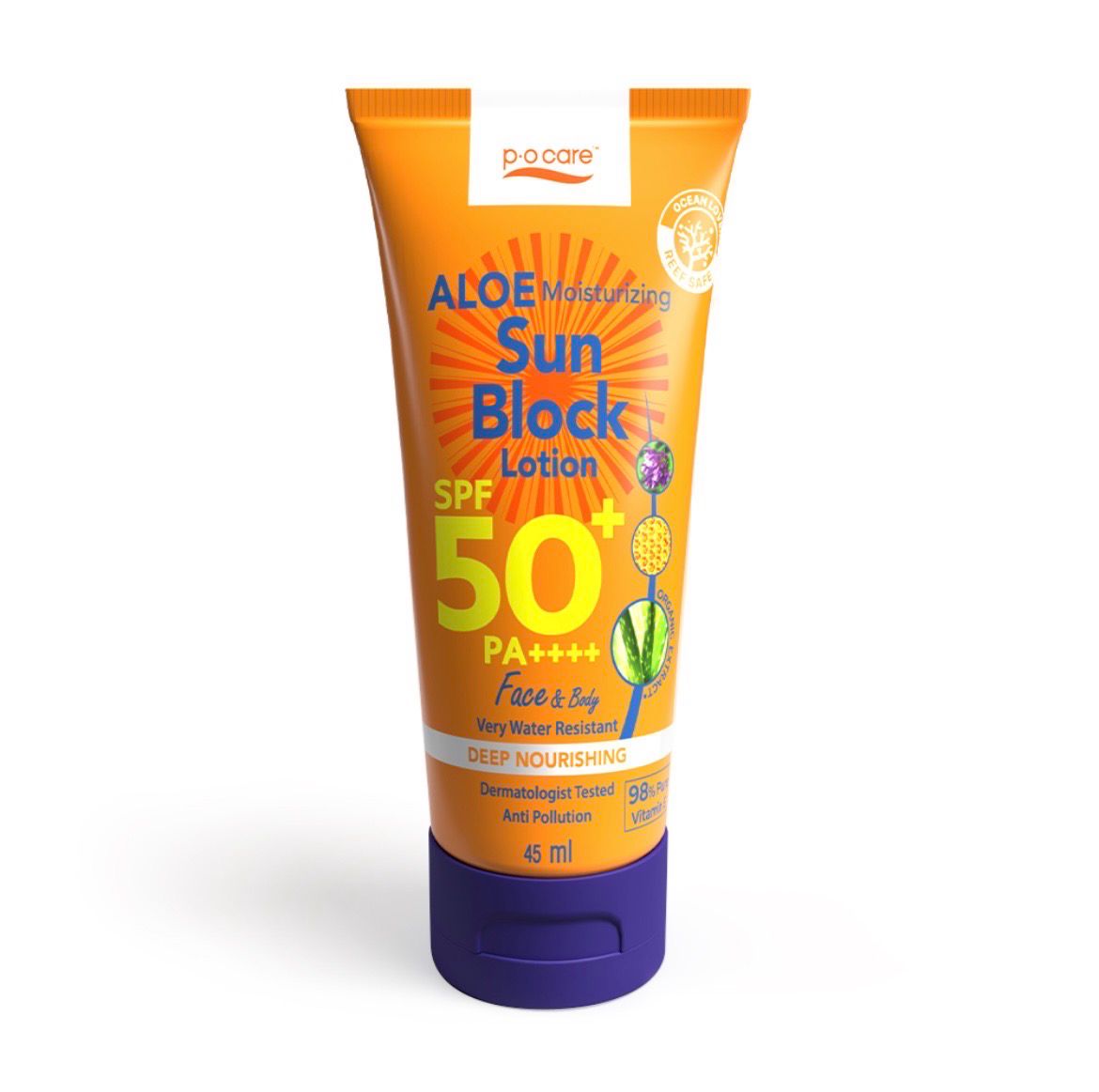 Aloevera Moisturizing Sun Block Lotion SPF 50+ PA++++ Face &amp; Body Sunscreen 45 ML