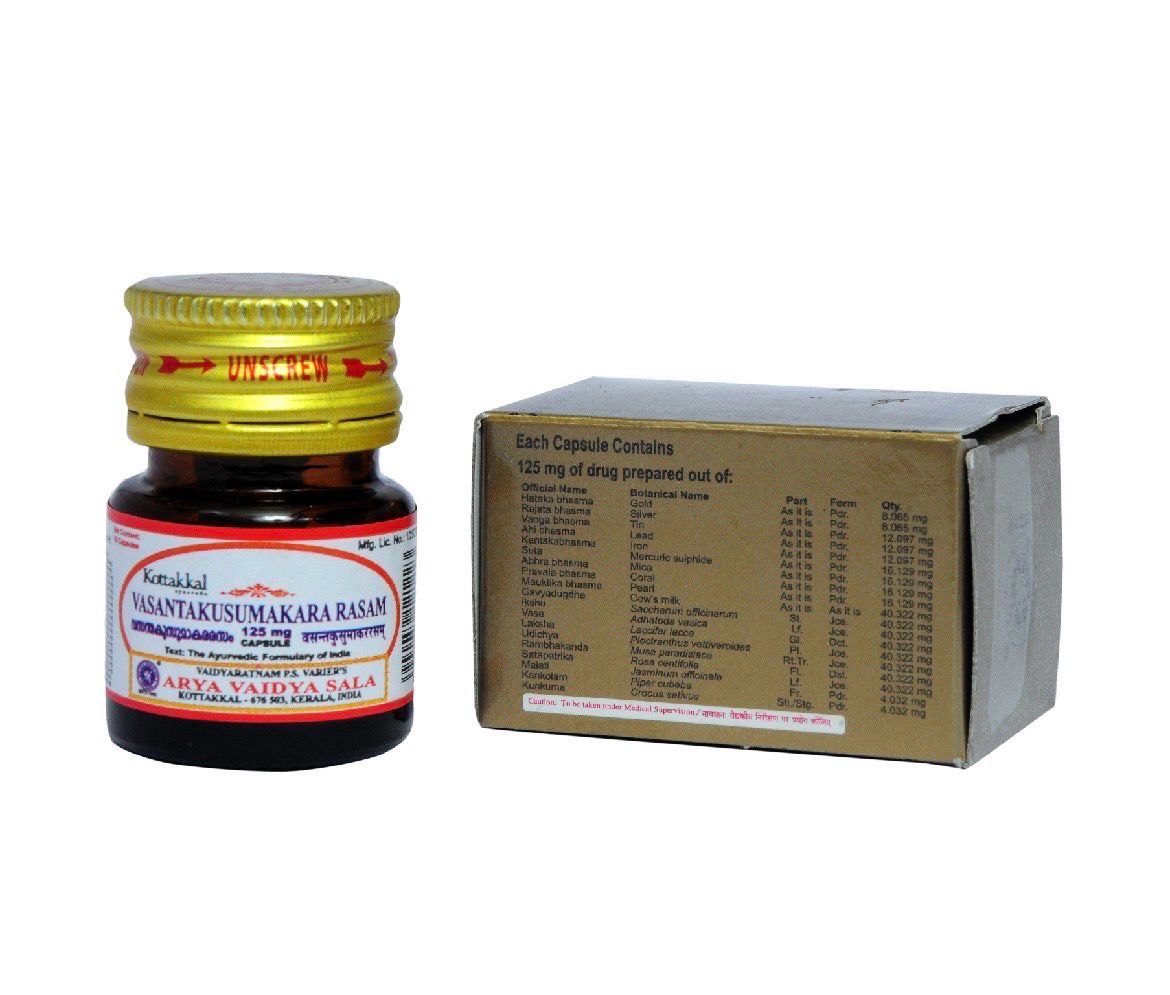 Kottakkal Vasantakusumakararasam 125 MG Capsule (10 capsules in a Container)