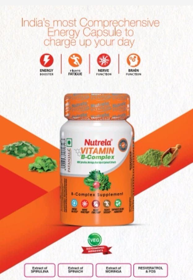 Patanjali Nutrela Vitamin B Complex Capsule (60 Capsules)