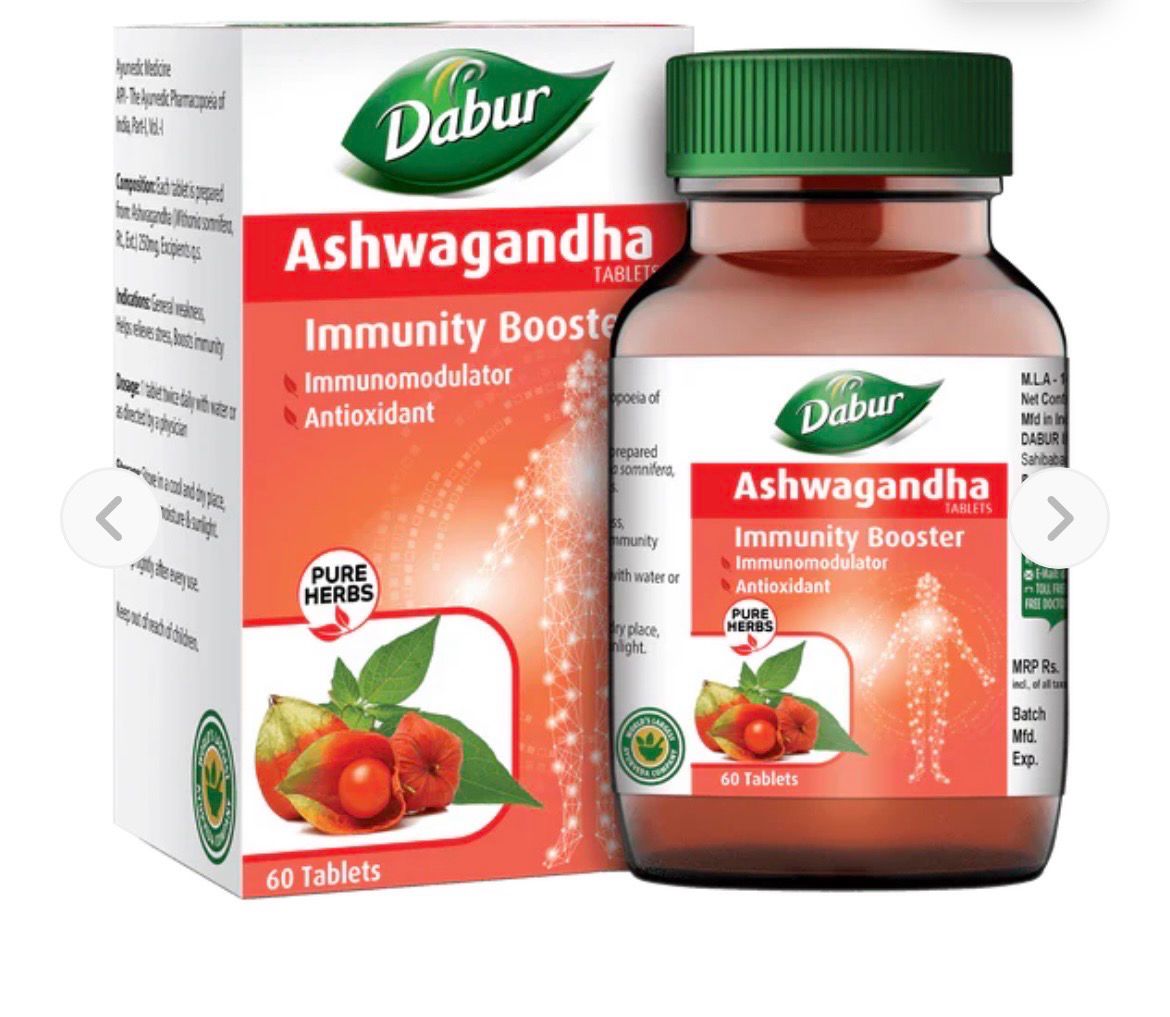 Dabur Ashwagandha Tablet | Stress Relief | Rich in Antioxidants | Immunity Booster (60 Tablets)