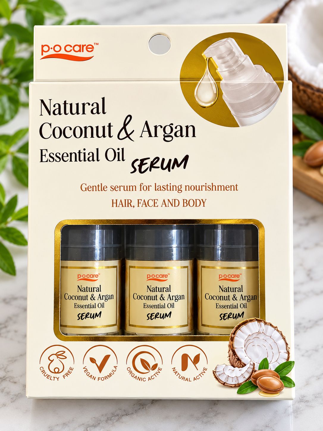 Natural Coconut &amp; Argan Essential Oil Serum 15 ML
