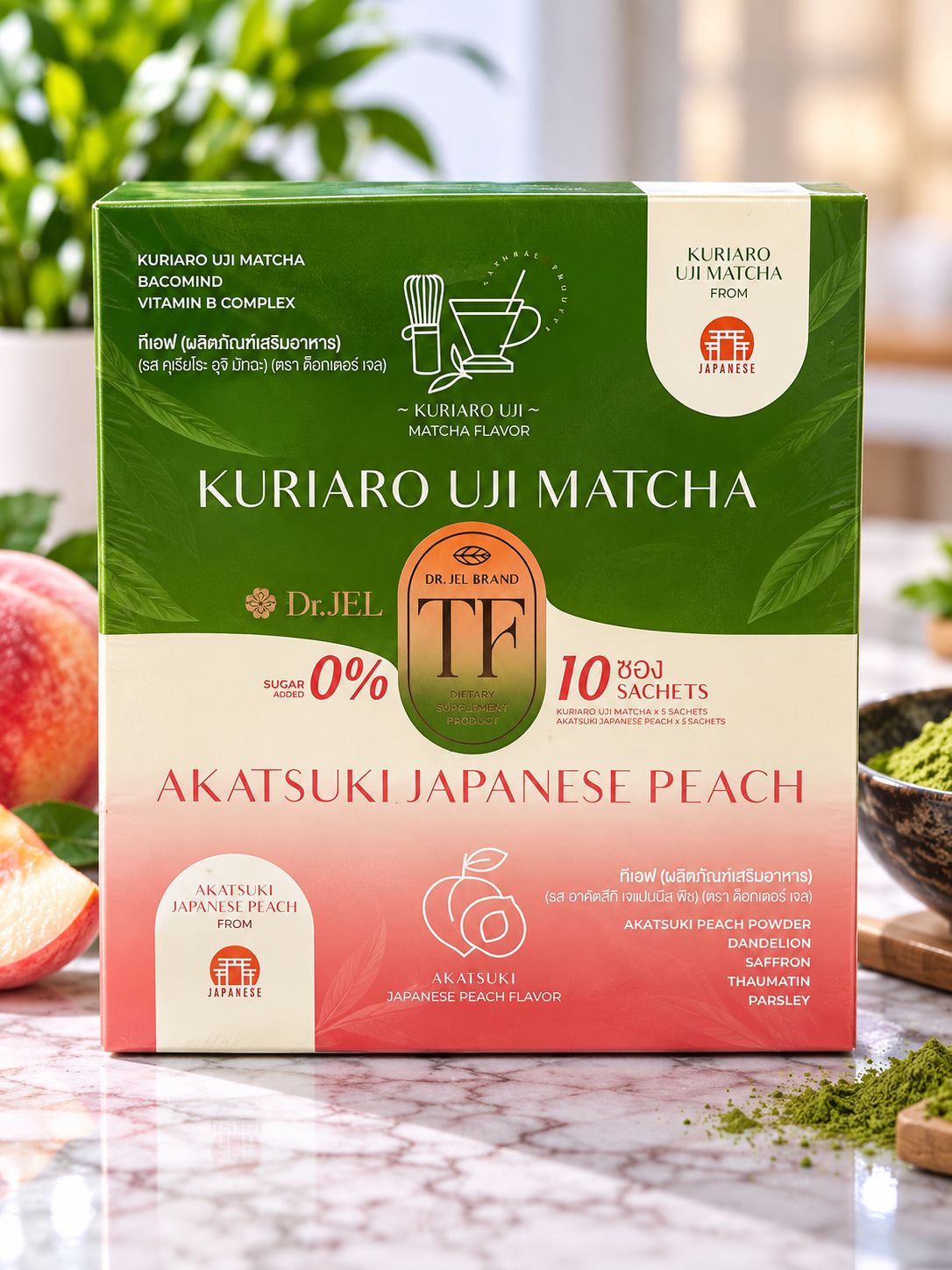 Dr. JEL Kuriaro Uji Matcha &amp; Akatsuki Japanese Peach Drink
