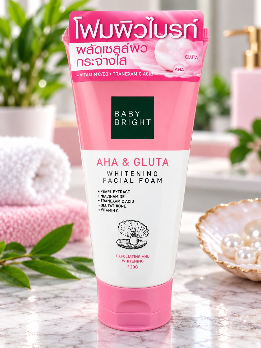 Baby Bright AHA &amp; Gluta Whitening Facial Foam 120 GM