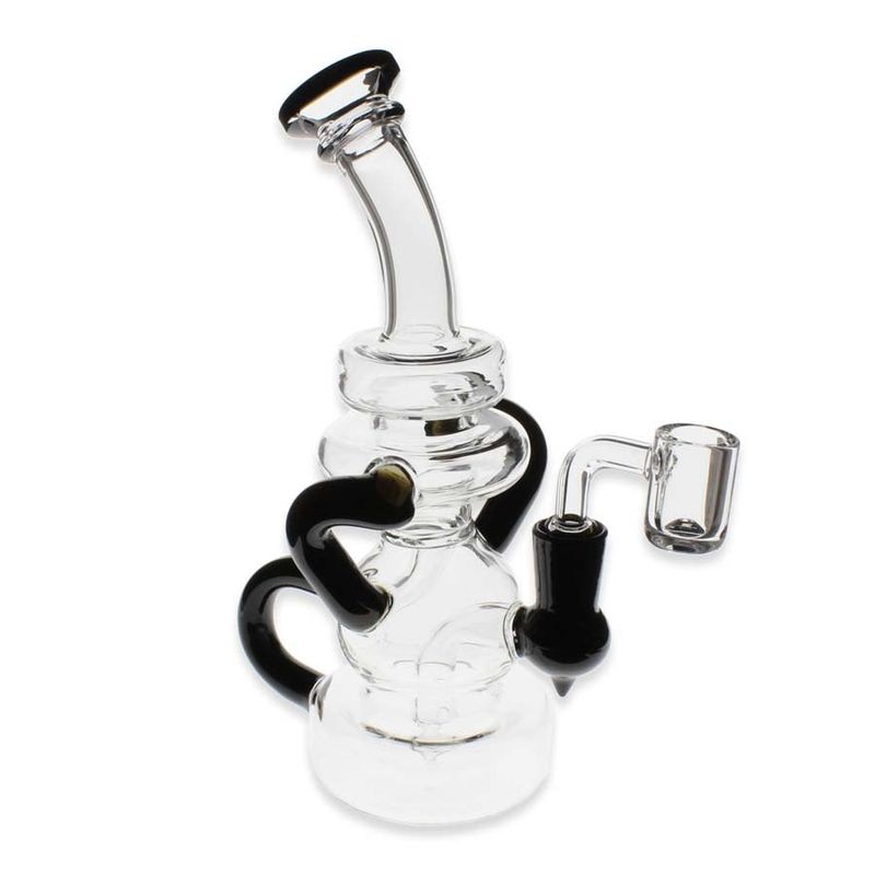 10" Dab Rig Recycler Stemless Swiss Smurf Blue