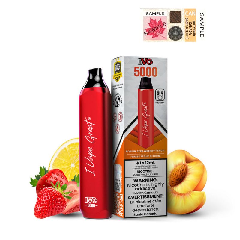 IVG Bar 5000 [FEDERAL] -  Poppin Strawberry Peach