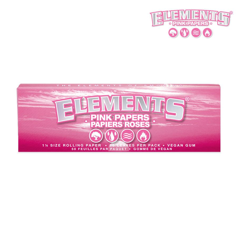 Elements Pink Rolling Papers — 1.25 Size