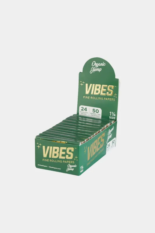 Vibes Organic Hemp Rolling Papers — 1.25 Size with Tips