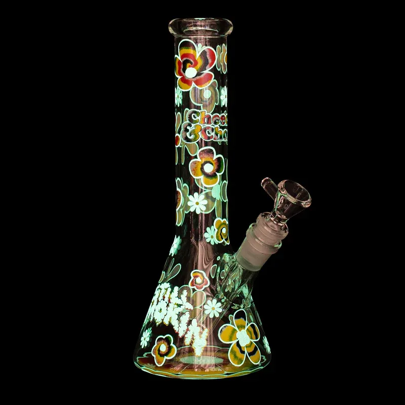 10" Cheech & Chong 7mm Tie Dye Glow in Dark Beaker, photo 2 of 2