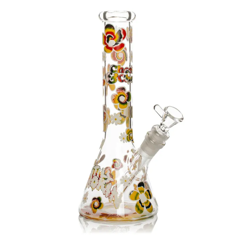 10 10" Cheech & Chong 7mm Tie Dye Glow in Dark Beaker