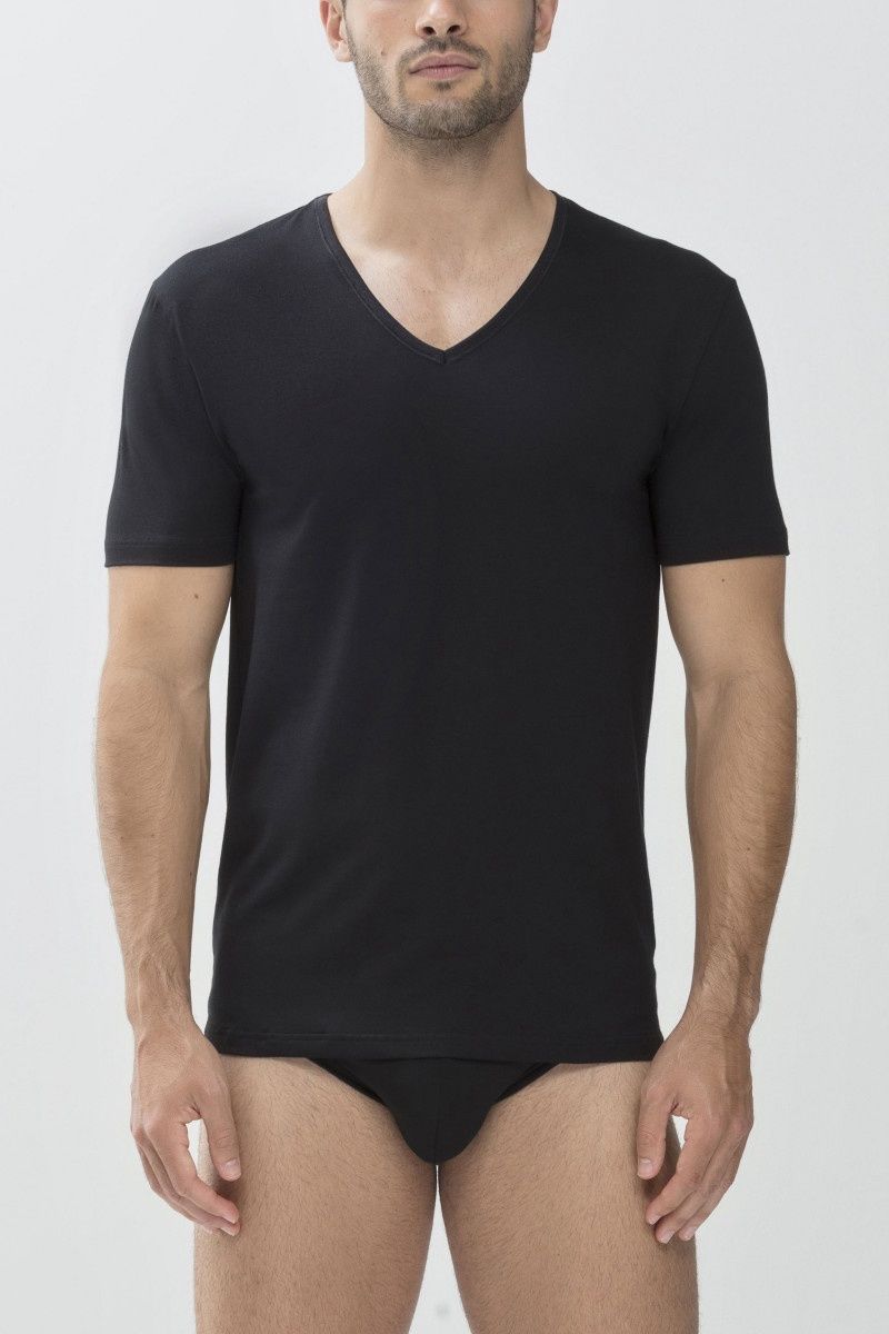 T-shirt v-hals Dry Cotton 46007 - zwart