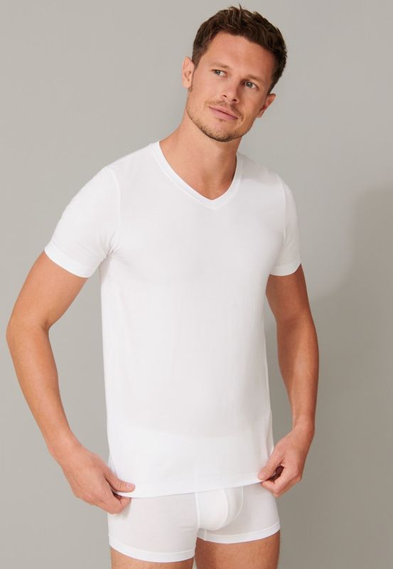T-shirt v-hals Long Life Soft 155630- wit